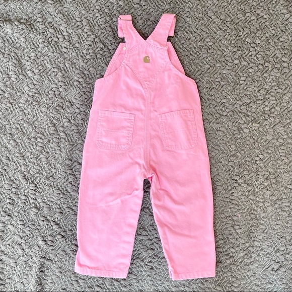 Carhartt Bottoms Carhartt Baby Toddler Pink Canvas Bib Overalls 8m